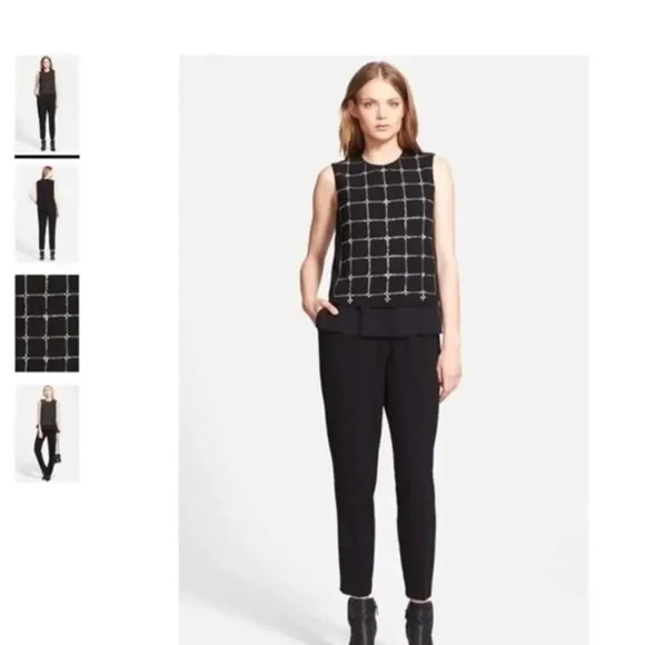 TORY BURCH Betsy Jumpsuit Beaded Black White Metallic Size Small Elegant Chic - Picture 1 of 11